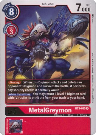 MetalGreymon BT3 015 R Rare BT03 Singles MetalGreymon BT3 015 R Rare BT03 Singles