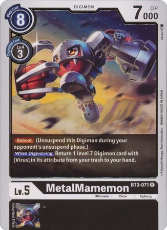 MetalMamemon BT3 071 R Rare All Digimon Singles MetalMamemon BT3 071 R Rare All Digimon Singles