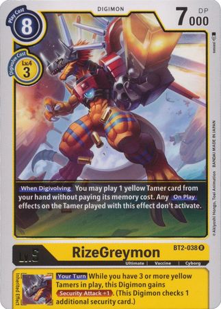 RizeGreymon BT2 038 R Rare All Digimon Singles RizeGreymon BT2 038 R Rare All Digimon Singles