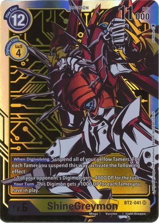 ShineGreymon Alternate Art BT2 041 SR Promo Special Booster Ver 1 0 Ver 1 5 BT02 Singles ShineGreymon Alternate Art BT2 041 SR Promo Special Booster Ver 1 0 Ver 1 5 BT02 Singles