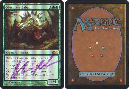 Obstinate Baloth Foil Artist Signed Played 21414 M11 Magic 2011 M11 Foil Singles Obstinate Baloth Foil Artist Signed Played 21414 M11 Magic 2011 M11 Foil Singles
