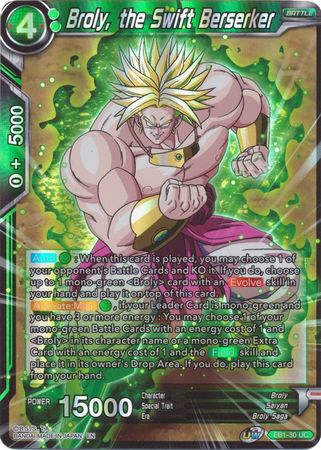 Broly the Swift Berserker EB1 30 Uncommon Foil Battle Evolution Booster Foil Singles Broly the Swift Berserker EB1 30 Uncommon Foil Battle Evolution Booster Foil Singles