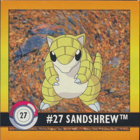 027 Sandshrew 1998 Pokemon Flipz Artbox Sticker 027 Sandshrew 1998 Pokemon Flipz Artbox Sticker