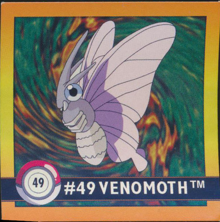 049 Venomoth 1998 Pokemon Flipz Artbox Sticker 049 Venomoth 1998 Pokemon Flipz Artbox Sticker
