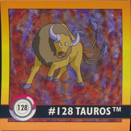 128 Tauros 1998 Pokemon Flipz Artbox Sticker Pokemon Flipz Artbox 128 Tauros 1998 Pokemon Flipz Artbox Sticker Pokemon Flipz Artbox