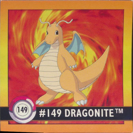 149 Dragonite 1998 Pokemon Flipz Artbox Sticker 149 Dragonite 1998 Pokemon Flipz Artbox Sticker