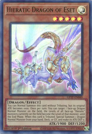 Hieratic Dragon of Eset GFTP EN049 Ultra Rare 1st Edition Hieratic Dragon of Eset GFTP EN049 Ultra Rare 1st Edition