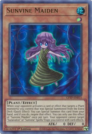 Sunvine Maiden GFTP EN015 Ultra Rare 1st Edition Ghosts From The Past Collector s Set 1st Edition Singles Sunvine Maiden GFTP EN015 Ultra Rare 1st Edition Ghosts From The Past Collector s Set 1st Edition Singles