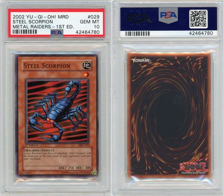 Steel Scorpion MRD 029 PSA 10 GEM MT Common 1st Edition 4780 PSA Graded Yugioh Cards Steel Scorpion MRD 029 PSA 10 GEM MT Common 1st Edition 4780 PSA Graded Yugioh Cards