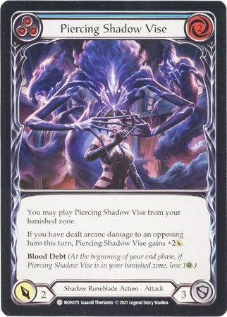Piercing Shadow Vise Blue MON173 Common 1st Edition Piercing Shadow Vise Blue MON173 Common 1st Edition