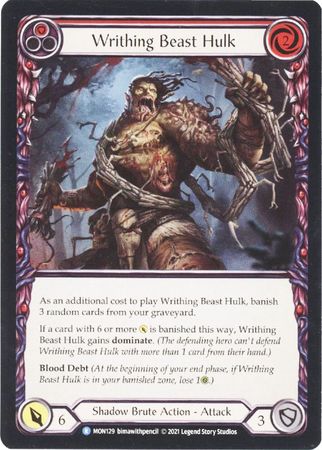 Writhing Beast Hulk Red MON129 Rare 1st Edition Monarch 1st Edition Singles Writhing Beast Hulk Red MON129 Rare 1st Edition Monarch 1st Edition Singles
