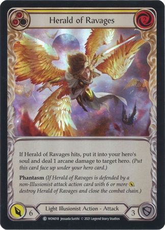 Herald of Ravages Yellow MON018 Common Rainbow Foil 1st Edition Herald of Ravages Yellow MON018 Common Rainbow Foil 1st Edition