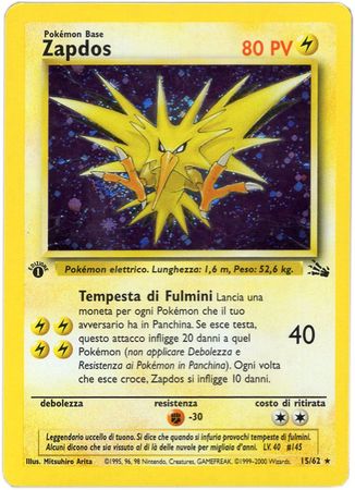 Holo Zapdos Fisrt Edition deals Pokémon #15/62 Fossil WOTC Gamefreak