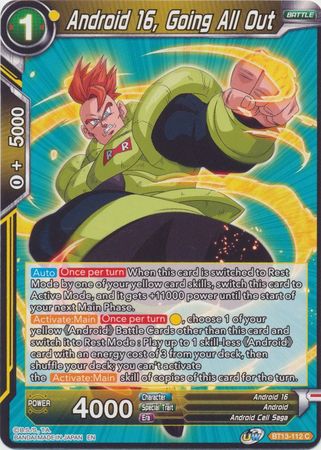 Android 16 Going All Out BT13 112 Common UW Series 4 Supreme Rivalry Singles Android 16 Going All Out BT13 112 Common UW Series 4 Supreme Rivalry Singles