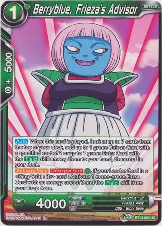 Berryblue Frieza s Advisor BT13 080 Uncommon UW Series 4 Supreme Rivalry Singles Berryblue Frieza s Advisor BT13 080 Uncommon UW Series 4 Supreme Rivalry Singles