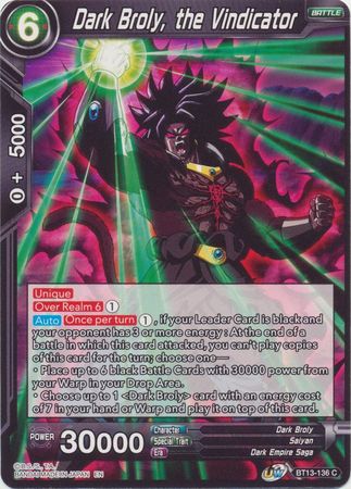 Dark Broly the Vindicator BT13 136 Common UW Series 4 Supreme Rivalry Singles Dark Broly the Vindicator BT13 136 Common UW Series 4 Supreme Rivalry Singles