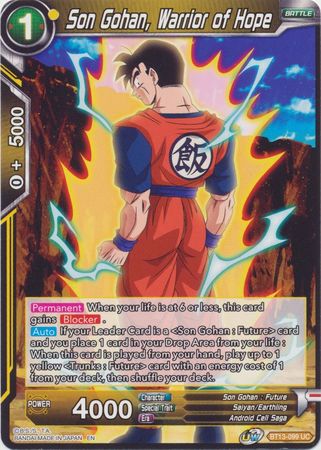 Son Gohan Warrior of Hope BT13 099 Uncommon Son Gohan Warrior of Hope BT13 099 Uncommon
