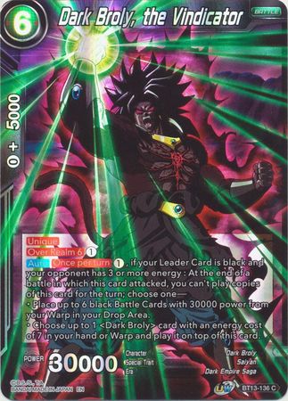 Dark Broly the Vindicator BT13 136 Common Foil Dark Broly the Vindicator BT13 136 Common Foil