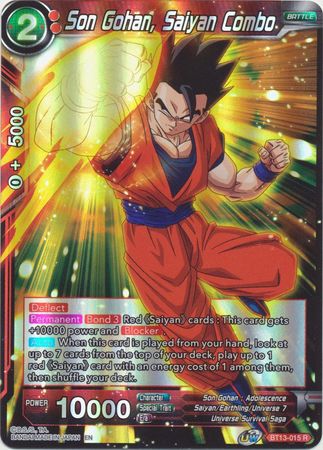 Son Gohan Saiyan Combo BT13 015 Rare Foil Son Gohan Saiyan Combo BT13 015 Rare Foil
