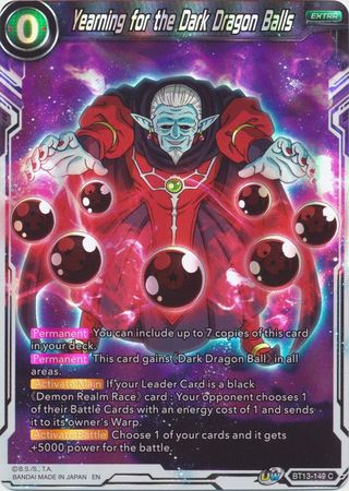 Yearning for the Dark Dragon Balls BT13 149 Common Foil UW Series 4 Supreme Rivalry Foil Singles Yearning for the Dark Dragon Balls BT13 149 Common Foil UW Series 4 Supreme Rivalry Foil Singles