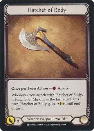 Hatchet of Body BOL003 Common 1st Edition Monarch Boltyn Blitz Deck Hatchet of Body BOL003 Common 1st Edition Monarch Boltyn Blitz Deck