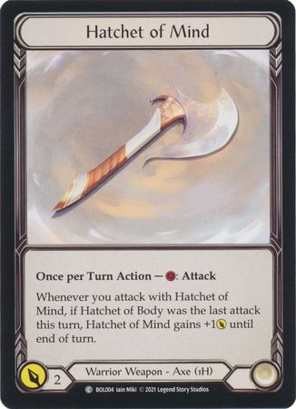 Hatchet of Mind BOL004 Common 1st Edition Monarch Boltyn Blitz Deck Hatchet of Mind BOL004 Common 1st Edition Monarch Boltyn Blitz Deck