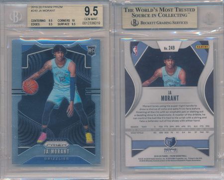 Ja Morant 2019 20 Panini Prizm BGS 9 5 249 Rookie GEM PLUS w 10 Beckett 6019 2019 20 Panini Prizm Ja Morant 2019 20 Panini Prizm BGS 9 5 249 Rookie GEM PLUS w 10 Beckett 6019 2019 20 Panini Prizm