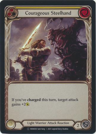 Courageous Steelhand Yellow MON058 Common Rainbow Foil Unlimited Monarch Unlimited Foil Singles Courageous Steelhand Yellow MON058 Common Rainbow Foil Unlimited Monarch Unlimited Foil Singles