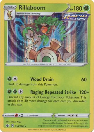Rillaboom 18 198 Holo Rare Sword Shield Chilling Reign Singles Rillaboom 18 198 Holo Rare Sword Shield Chilling Reign Singles