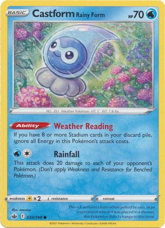 Castform Rainy Form 33 198 Common Sword Shield Chilling Reign Singles Castform Rainy Form 33 198 Common Sword Shield Chilling Reign Singles
