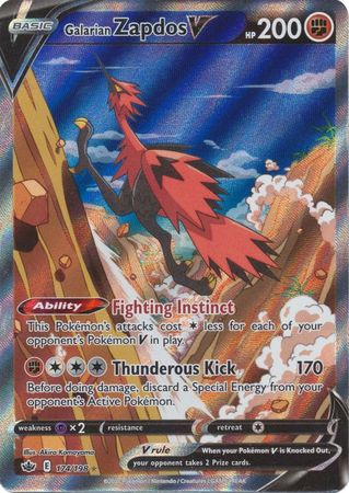 Card Galarian Zapdos V 173/198 da coleção Chilling Reign