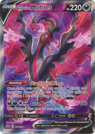 Mavin  Pokémon Galarian Moltres V Alternate Full Art Chilling Reign Card  (177/198) NM