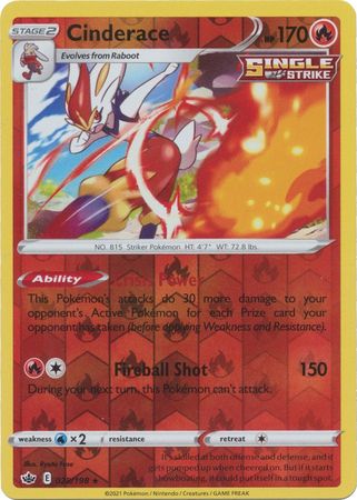 Cinderace 028 198 Holo Rare Reverse Holo Cinderace 028 198 Holo Rare Reverse Holo