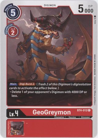 GeoGreymon BT4 012 Common Great Legend BT04 Singles GeoGreymon BT4 012 Common Great Legend BT04 Singles