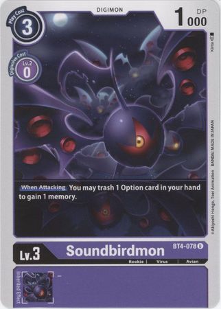 Soundbirdmon BT4 078 Uncommon BT04 Singles Soundbirdmon BT4 078 Uncommon BT04 Singles