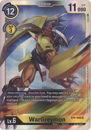 WarGreymon BT4 048 Super Rare BT04 Singles WarGreymon BT4 048 Super Rare BT04 Singles