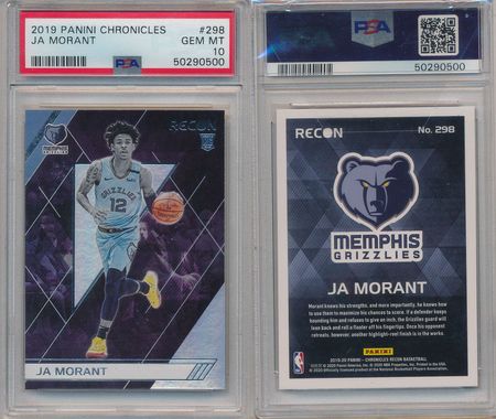 Ja Morant 2019 Chronicles Recon PSA 10 298 Rookie GEM MT Panini 0500 2019 20 Panini Chronicles Recon Ja Morant 2019 Chronicles Recon PSA 10 298 Rookie GEM MT Panini 0500 2019 20 Panini Chronicles Recon
