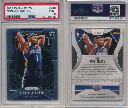 Zion Williamson 2019 Panini Prizm PSA 9 248 Rookie 0885 2019 20 Panini Prizm Zion Williamson 2019 Panini Prizm PSA 9 248 Rookie 0885 2019 20 Panini Prizm