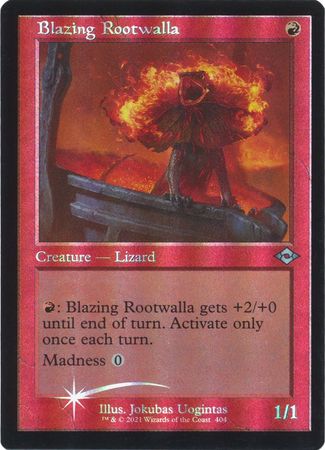 Blazing Rootwalla 404 Showcase Retro Frame Foil Modern Horizons 2 Collector Booster Foil Singles Blazing Rootwalla 404 Showcase Retro Frame Foil Modern Horizons 2 Collector Booster Foil Singles