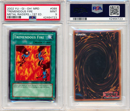 Tremendous Fire MRD 088 PSA 9 MINT Common 1st Edition 4723 PSA Graded Yugioh Cards Tremendous Fire MRD 088 PSA 9 MINT Common 1st Edition 4723 PSA Graded Yugioh Cards