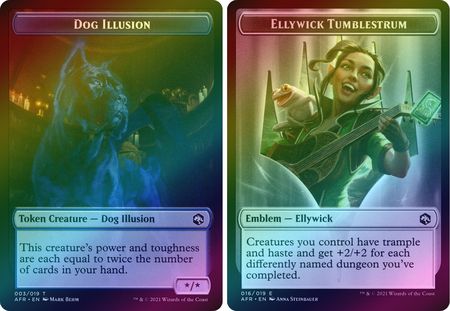 Magic: the Gathering Dog Illusion Adventures in The Forgotten Realms 003 - Foil // Ellywick Tumblestrum Emblem 016