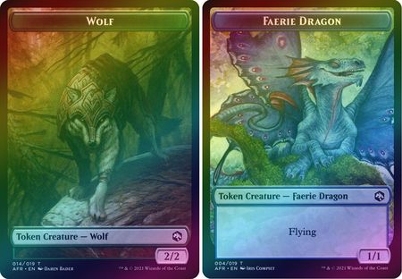Wolf 014 019 Faerie Dragon 004 019 Foil Token Adventures in the Forgotten Realms Collector Booster Foil Singles Wolf 014 019 Faerie Dragon 004 019 Foil Token Adventures in the Forgotten Realms Collector Booster Foil Singles