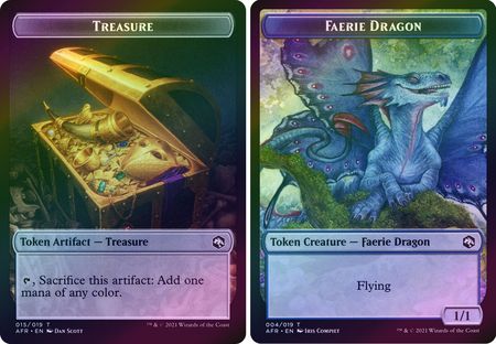 Treasure 015 019 Faerie Dragon 004 019 Foil Token Adventures in the Forgotten Realms Collector Booster Foil Singles Treasure 015 019 Faerie Dragon 004 019 Foil Token Adventures in the Forgotten Realms Collector Booster Foil Singles