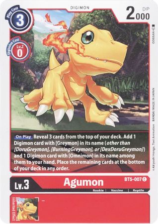 Agumon BT5 007 Common Battle of Omni BT05 Singles Agumon BT5 007 Common Battle of Omni BT05 Singles