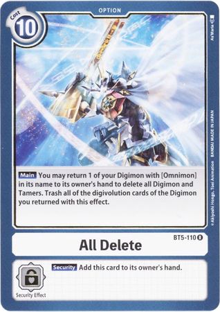 All Delete BT5 110 Rare Battle of Omni BT05 Singles All Delete BT5 110 Rare Battle of Omni BT05 Singles
