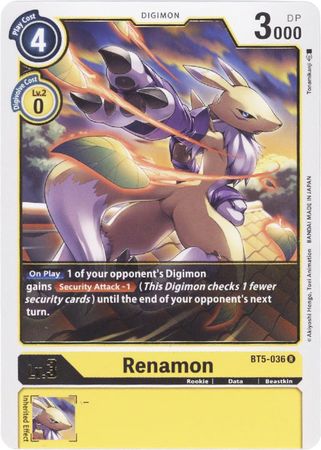 Renamon BT5 036 Rare BT05 Singles Renamon BT5 036 Rare BT05 Singles
