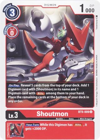 Shoutmon BT5 009 Uncommon Battle of Omni BT05 Singles Shoutmon BT5 009 Uncommon Battle of Omni BT05 Singles