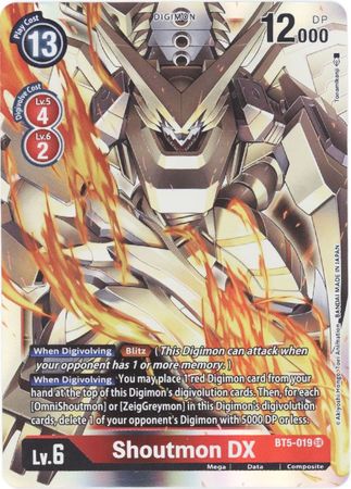 Shoutmon DX BT5 019 Super Rare Battle of Omni BT05 Singles Shoutmon DX BT5 019 Super Rare Battle of Omni BT05 Singles