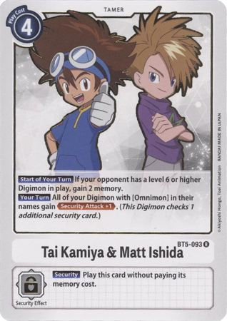 Tai Kamiya Matt Ishida BT5 093 Rare Battle of Omni BT05 Singles Tai Kamiya Matt Ishida BT5 093 Rare Battle of Omni BT05 Singles