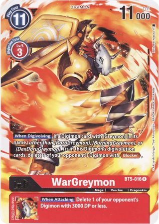 WarGreymon BT5 016 Rare Battle of Omni BT05 Singles WarGreymon BT5 016 Rare Battle of Omni BT05 Singles